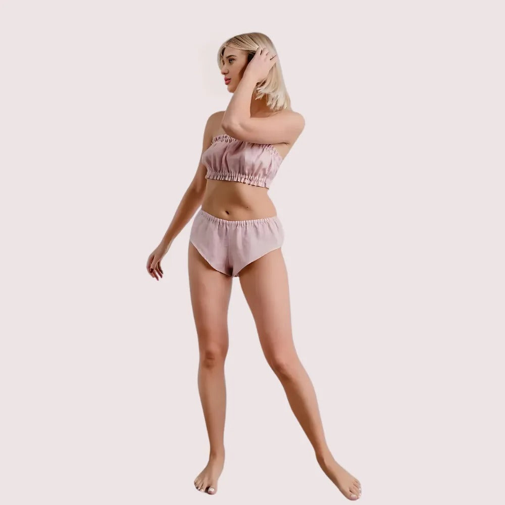 Linen Luxe Ruffle Bandeau & Knickers Set – 2 Pack Snazzyway